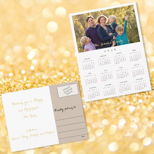 Custom Photo 2026 Calendar Christmas New Years Feiertagspostkarte