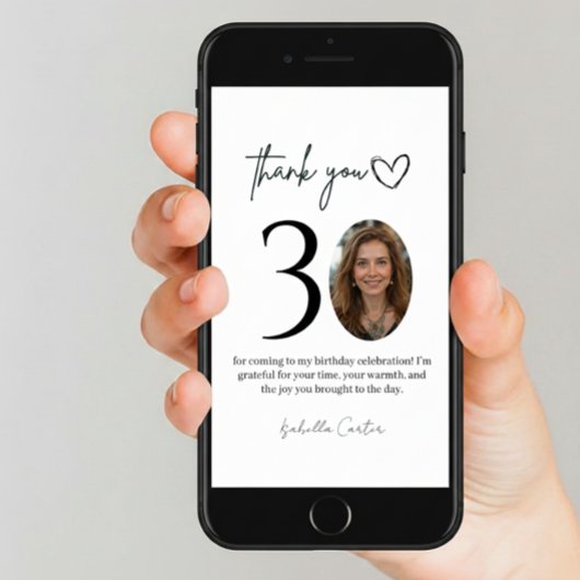 Custom Photo 30th Birthday Thank You Card Dankeskarte