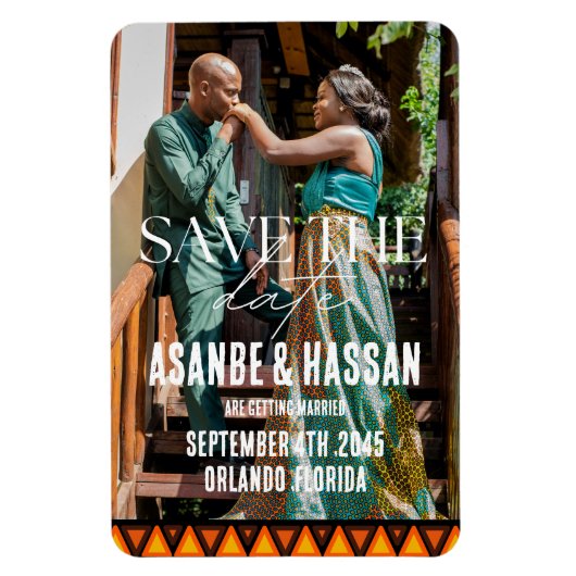 Custom Photo African Ethnic Wedding Save the Date Magnet (Vertikal)