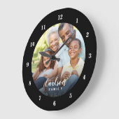 Custom Photo and Family Name Personalized Große Wanduhr (Winkel)