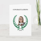 Custom Photo and Green Laurel Graduation Karte (Vorderseite)