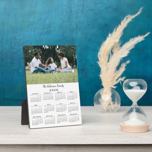 Custom Photo and Name 2026 Calendar Desktop Fotoplatte (Seite)