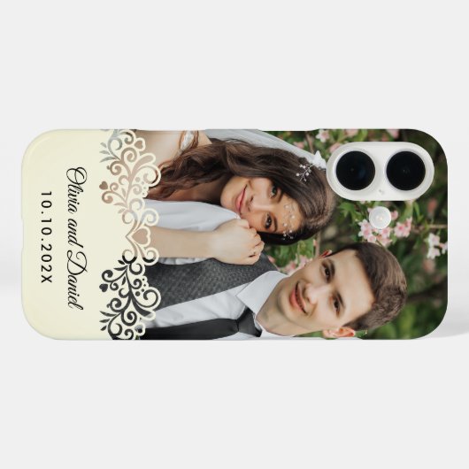 Custom Photo and Personalized Wedding Gift Case-Mate iPhone Hülle (Rückseite (Horizontal))