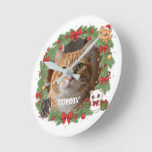 Custom Photo and Pet Name Christmas Runde Wanduhr (Winkel)