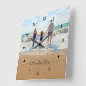 Custom Photo and Text Clock - Your Photo Design  Quadratische Wanduhr (Winkel)