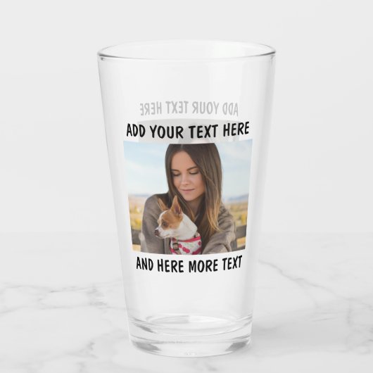 Custom Photo and Text Glass Cup Glas (Rückseite)