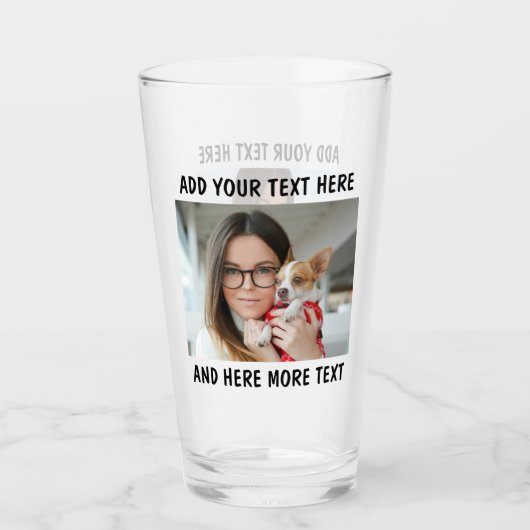 Custom Photo and Text Glass Cup Glas (Vorderseite)