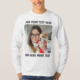 Custom Photo and Text Longsleeve White T-Shirt