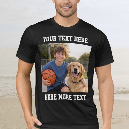 Custom Photo and Text Or Name Bold Sporty  T-Shirt