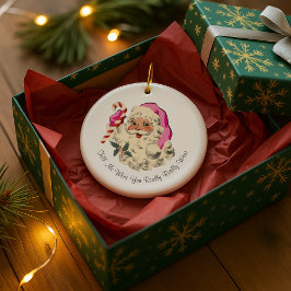 Custom Photo and Text Vintage Santa Keramik Ornament