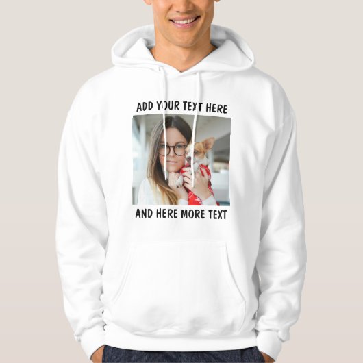 Custom Photo and Text White Hoodie (Vorderseite)