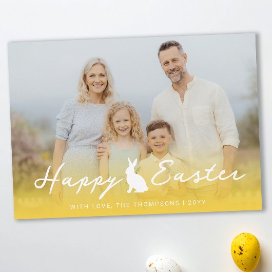 Custom Photo And Yellow Gradient With Bunny Easter Karte