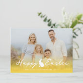 Custom Photo And Yellow Gradient With Bunny Easter Karte (Stehend Vorderseite)