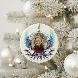 Custom Photo Angel Wings Memorial Keepsake Gift Keramik Ornament