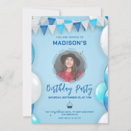 Custom Photo Balloons Birthday Invitation Einladung