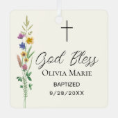 Custom Photo Baptism Wildflower Ceramic Ornament Aus Metall (Vorderseite)