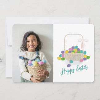 Custom Photo & Basket of Eggs Happy Easter Feiertagskarte