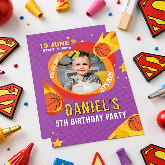 Custom Photo Basketball Birthday Party Invitation Einladung