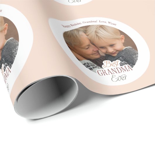 Custom Photo Best Grandma Ever Geschenkpapier (Rolleneckpunkt)