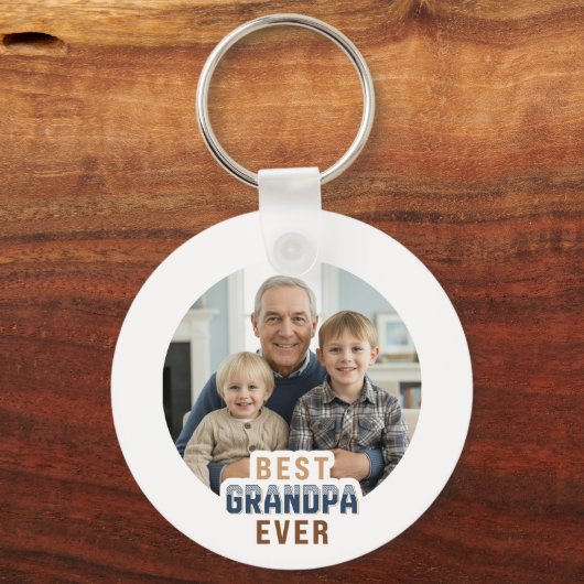 Custom Photo Best Grandpa Ever Schlüsselanhänger (Rückseite)