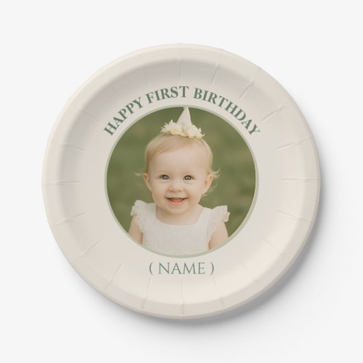 Custom Photo Birthday Sticker -Personal Invitation Pappteller (Vorderseite)