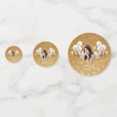 Custom Photo Birthday Table Confetti Gold & White Konfetti (Vorderseiten)