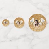 Custom Photo Birthday Table Confetti Gold & White Konfetti (Rückseiten)