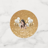 Custom Photo Birthday Table Confetti Gold & White Konfetti (Klein Vorderseite)