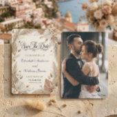 Custom Photo Bohemian Pampas Floral Rustic  Save The Date