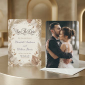 Custom Photo Bohemian Pampas Floral Rustic  Save The Date