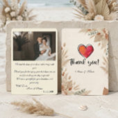 Custom Photo Boho Terracotta Wedding Dankeskarte