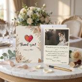 Custom Photo Boho Terracotta Wedding Dankeskarte
