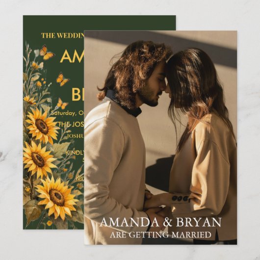 Custom Photo Boho Wedding Invites  Einladung (Vorne/Hinten)