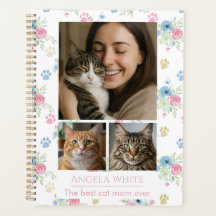 Custom Photo Cat Mom with Watercolor Floral