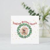 Custom Photo Christmas Card with  Wreath Karte (Stehend Vorderseite)