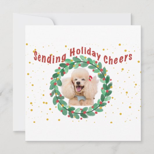 Custom Photo Christmas Card with  Wreath Karte (Vorderseite)