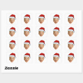Custom Photo Christmas | Face with Santa Hat Quadratischer Aufkleber (Blatt)