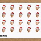 Custom Photo Christmas | Face with Santa Hat  Quadratischer Aufkleber