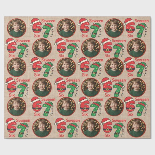 Custom Photo Christmas Gift Wrap 6-7 Trendy Geschenkpapier (Flach)