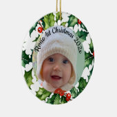 custom photo Christmas holly ceramic ornament (Rechts)