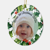 custom photo Christmas holly ceramic ornament (Links)