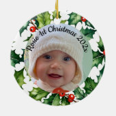 custom photo Christmas holly ceramic ornament (Hinten)