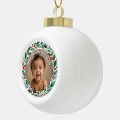 custom photo christmas holly ceramic ornament (Rechts)