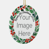 custom photo Christmas holly ceramic ornament (Rechts)
