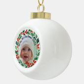 custom photo Christmas holly  ceramic ornament (Rechts)
