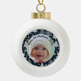 custom photo Christmas skandi ceramic ornament