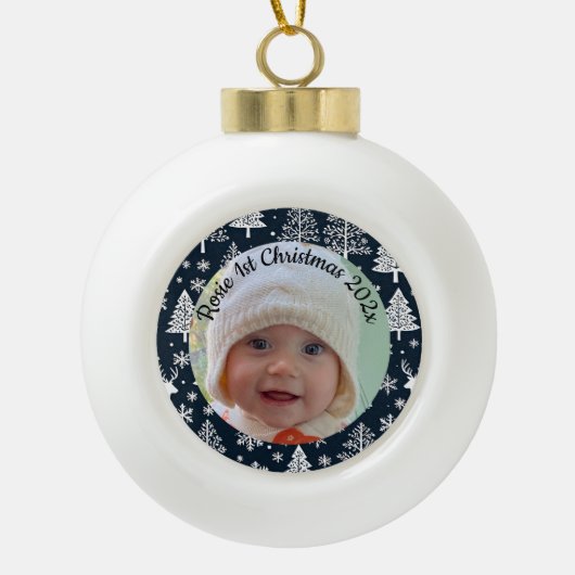 custom photo Christmas skandi ceramic ornament (Vorderseite)