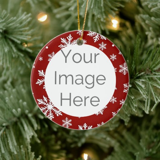 custom photo christmas snow  keramik ornament (Baum)