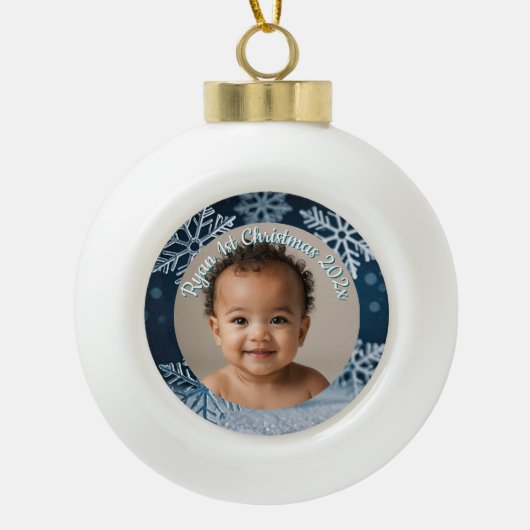 custom photo Christmas snowflake ceramic ornament (Vorderseite)