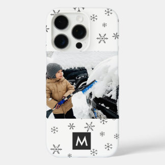 Custom Photo Christmas Snowflakes Monogram iPhone 16 Pro Hülle